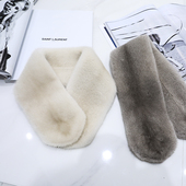 出口韩国天鹅绒级整皮水貂毛围巾水貂围脖双面水貂毛皮草围巾围脖