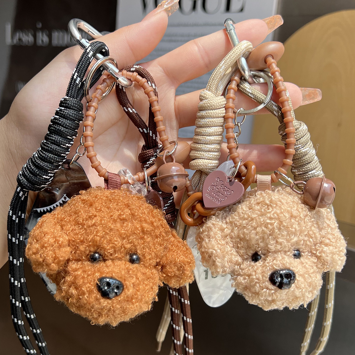 cc皮草可爱泰迪小狗钥匙扣包挂饰