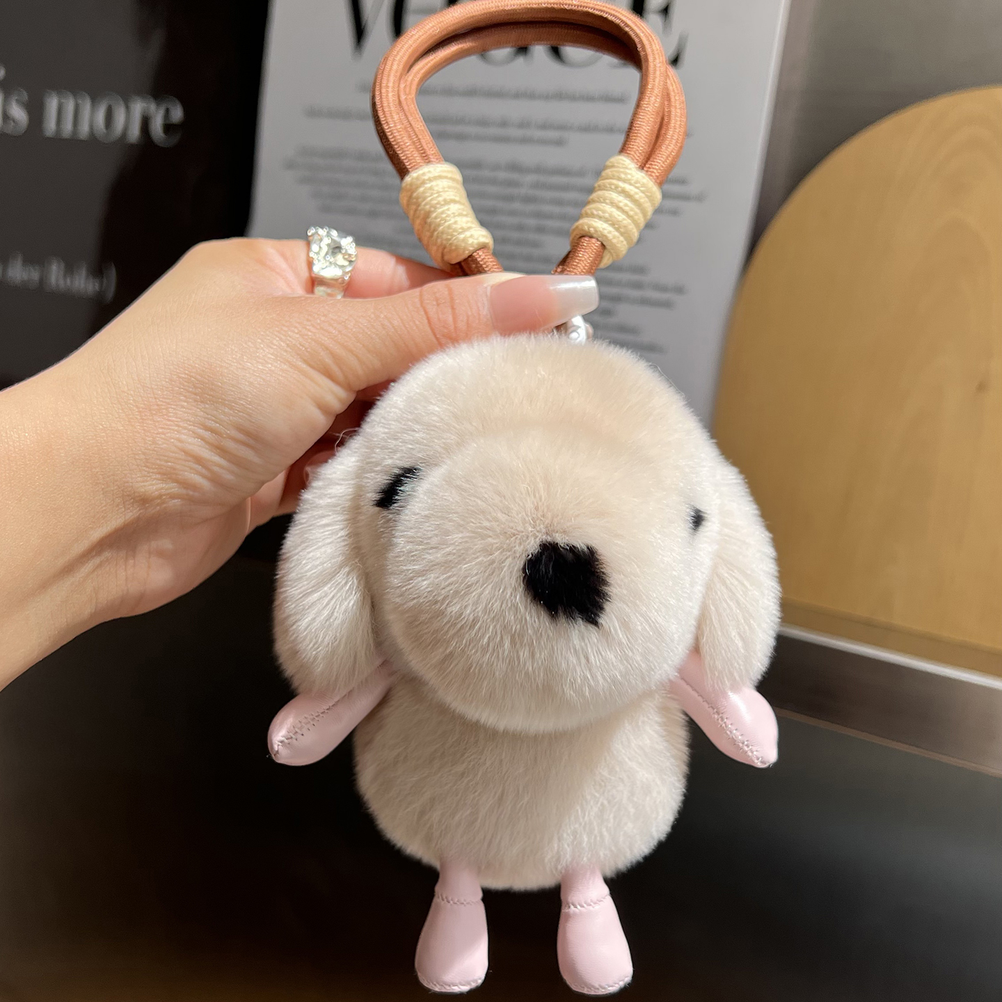 cc皮草可爱小狗钥匙扣背包包挂件