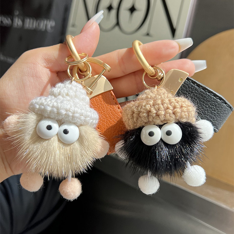 可爱小煤球钥匙扣背包包挂件