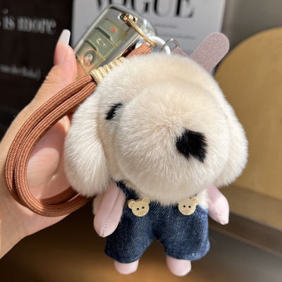 cc皮草可爱小狗钥匙扣包挂件