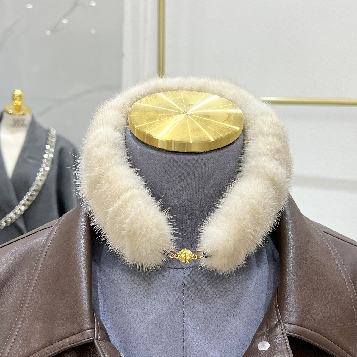 CC家冬季水貂毛小围脖小众百搭女