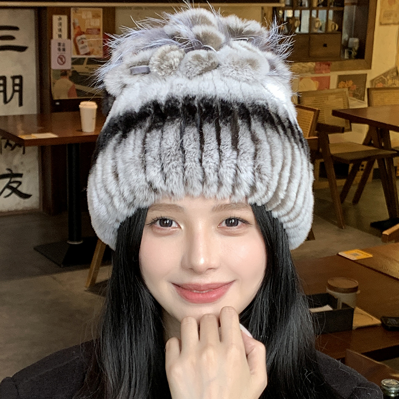 獭兔毛护耳帽包头帽女加厚保暖