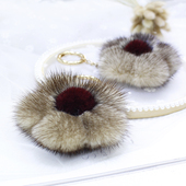 cc家 进口水貂毛小花朵皮草挂件太阳花包包挂饰小樱花皮草钥匙扣