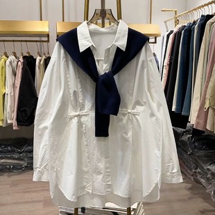 胖MM大码300斤韩系慵懒风休闲衬衫女春秋宽松显瘦长袖衬衣上衣潮