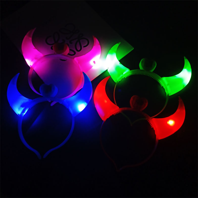 发光头箍牛角发箍头饰助威活动