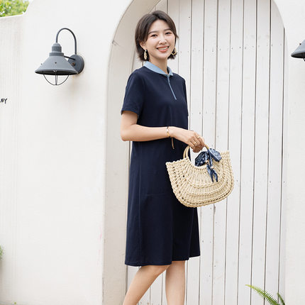 YUN韫女装夏季新款女短袖大码连衣裙宽松显瘦时尚简约外穿裙子女