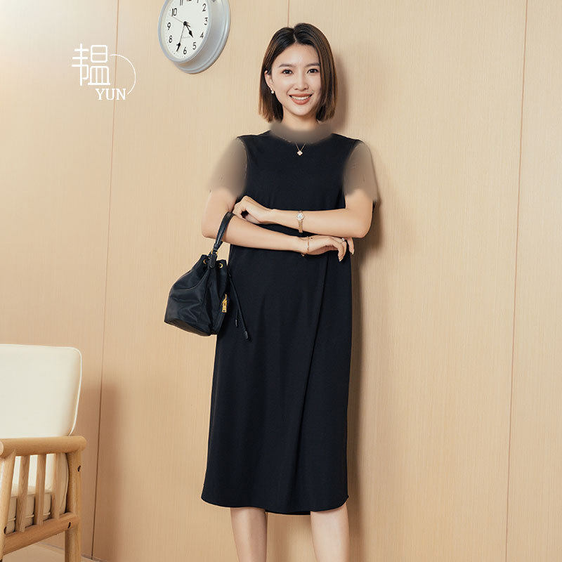 YUN韫夏季大码女款拼接衬衫领连衣裙