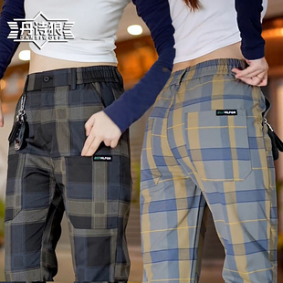 格子休闲裤男款六兜潮牌工装裤方格裤子男士2026春夏新款百搭男裤