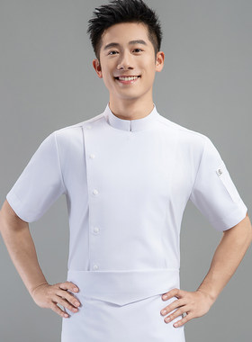 酒店工作服夏行政总厨西餐厅饭店烘焙食堂后厨短袖薄款男定制logo