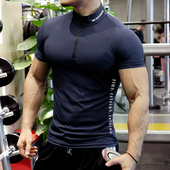 健身紧身衣翻领POLO运动T恤弹力速干透气跑步男私人教练工服定制