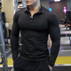 2026新款 翻领运动紧身衣 POLO健身服男教练服定制速干弹力加绒长袖