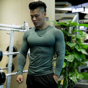 夏季运动健身长袖紧身衣短袖训练套头汗衫吸湿打底跑步工服定制男