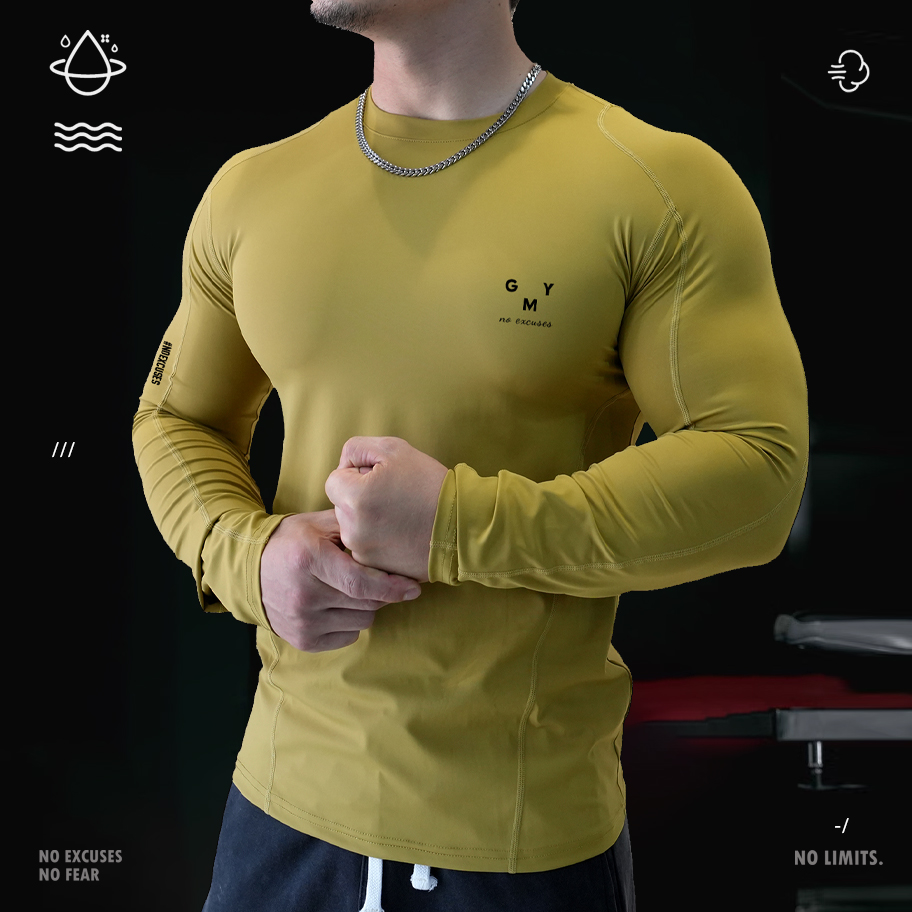 秋冬新款健身服男长袖紧身衣弹力速干运动上衣透气T恤打底衫训练