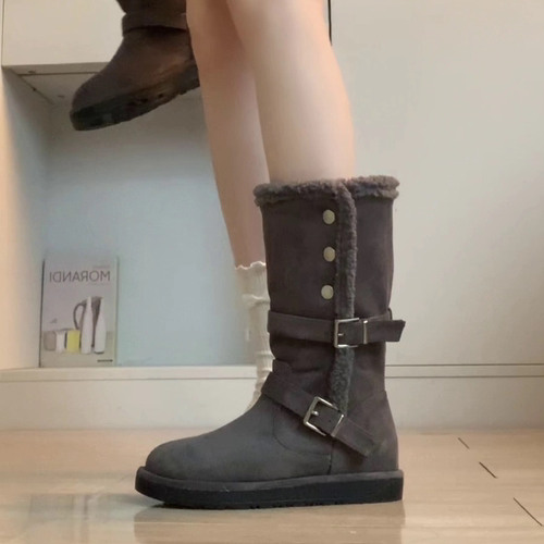 小个子复古中筒两穿保暖女雪地靴