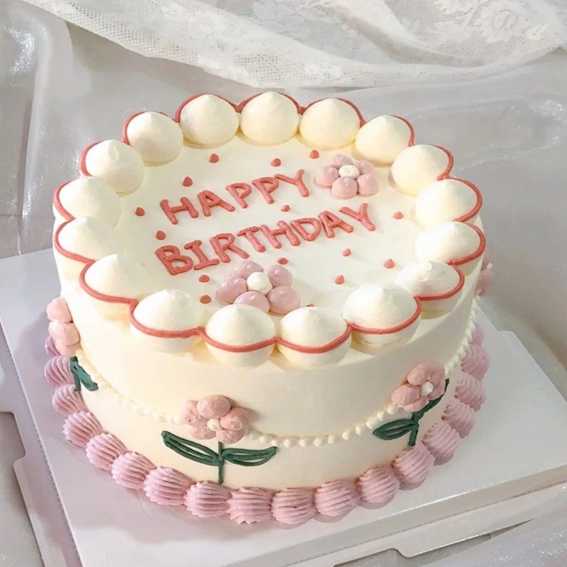 6 8寸韩式复古公主头像奶油裱花喷绘仿真网红生日蛋糕模型定制