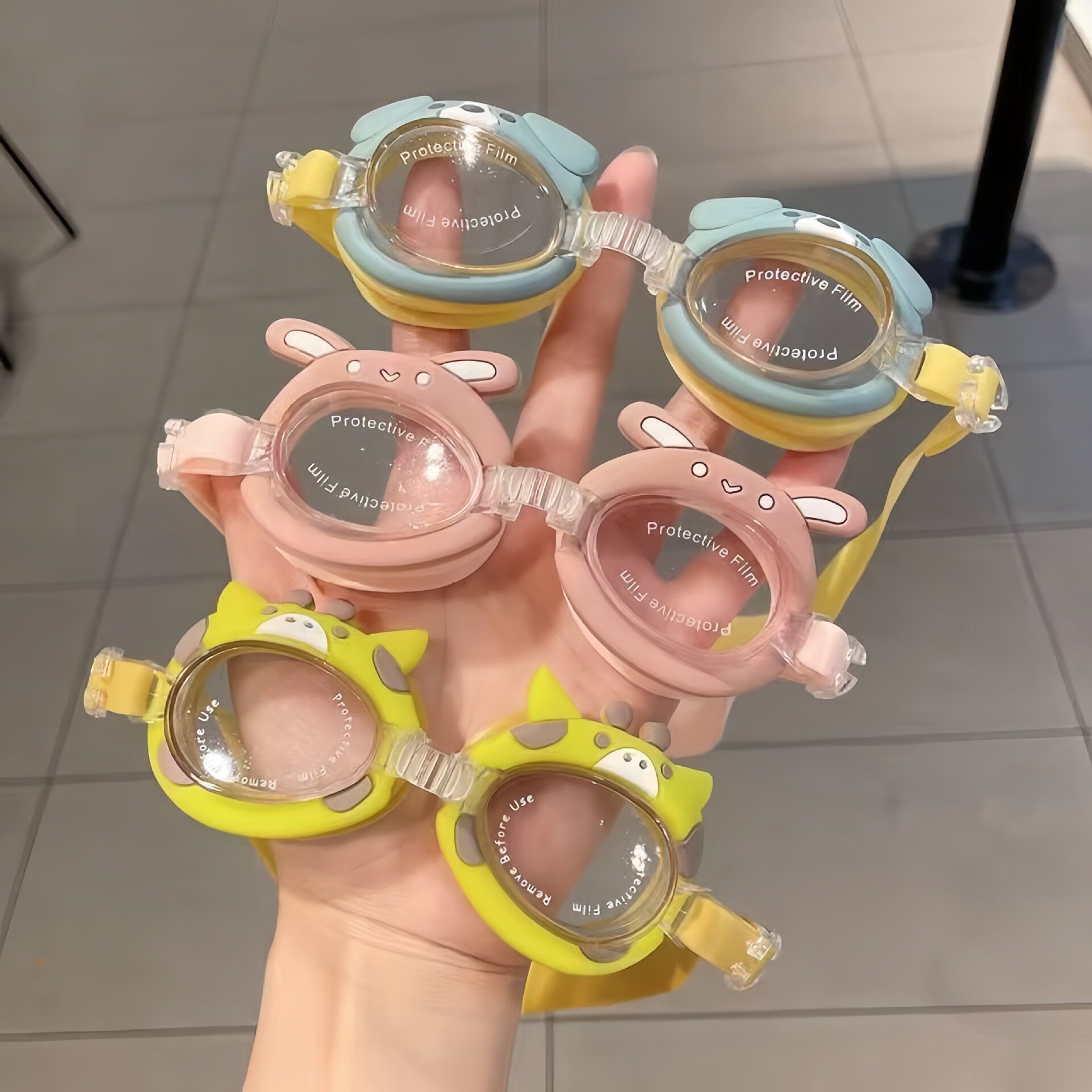 儿童独角兽螃蟹防水高清泳镜
