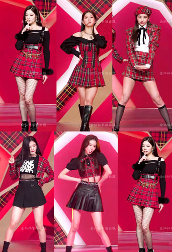 韩国女团同款格子爵士舞韩舞JAZZ表演出服打歌服套装成人少儿韩版