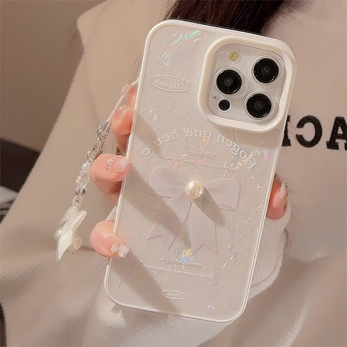 小众日韩立体珍珠蝴蝶结手机壳