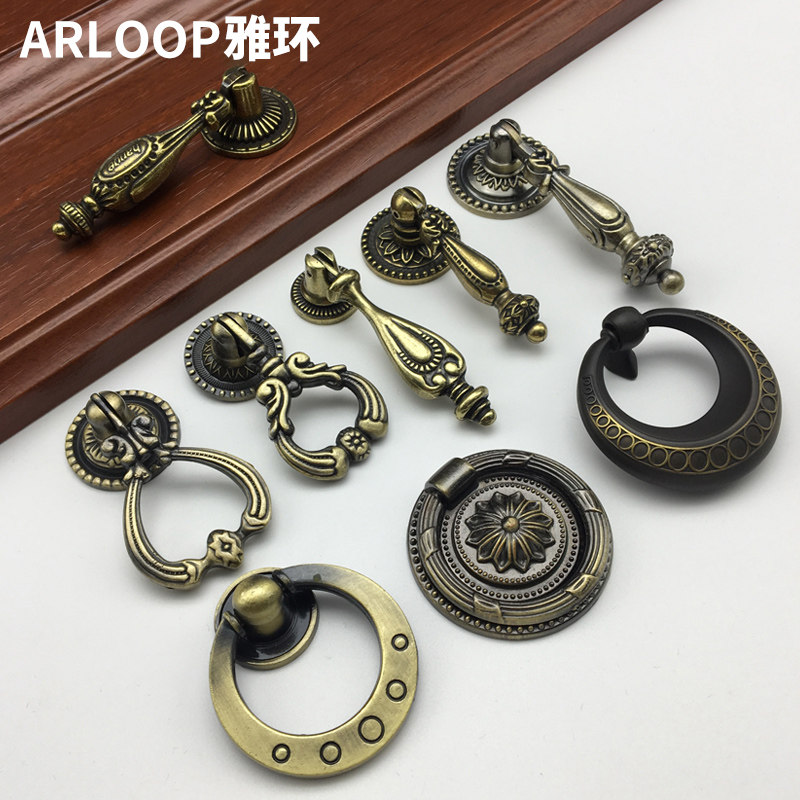新中式仿古抽屉单孔拉环拉手欧式吊环柜门拉手古铜拉扣橱门小把手