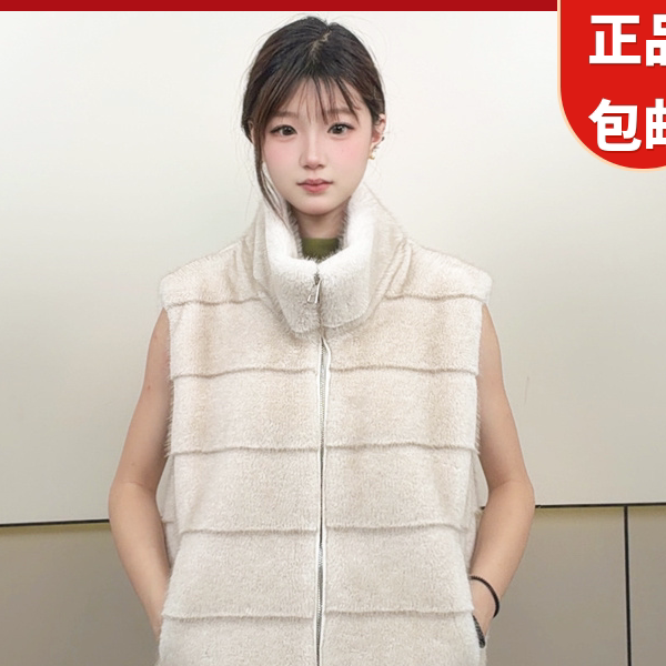 复古立领仿貂毛加厚保暖马甲女