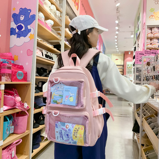 书包初中女生高颜值学院风小众百搭高中生大容量透明痛包双肩包女