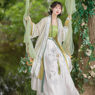 原创宋制汉服女古装对襟长褙子齐腰下裙仙气飘逸古风改良日常夏款