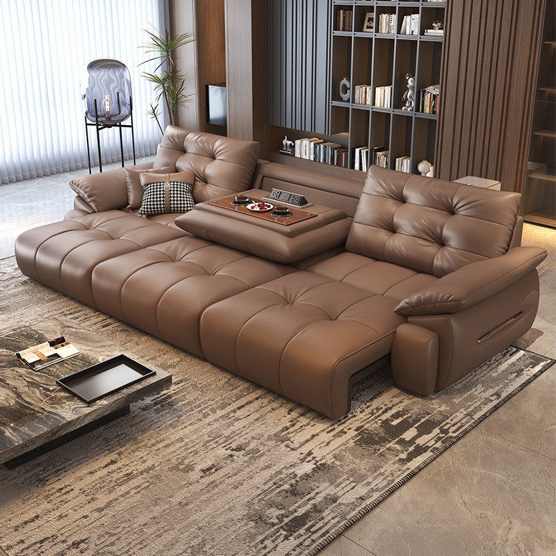 零靠墙电动多功能沙发客厅2026新款可躺可睡伸缩真皮沙发