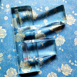水晶玻璃工艺镇纸镇尺学生压书法绘画文房四宝用品长条底座摆饰