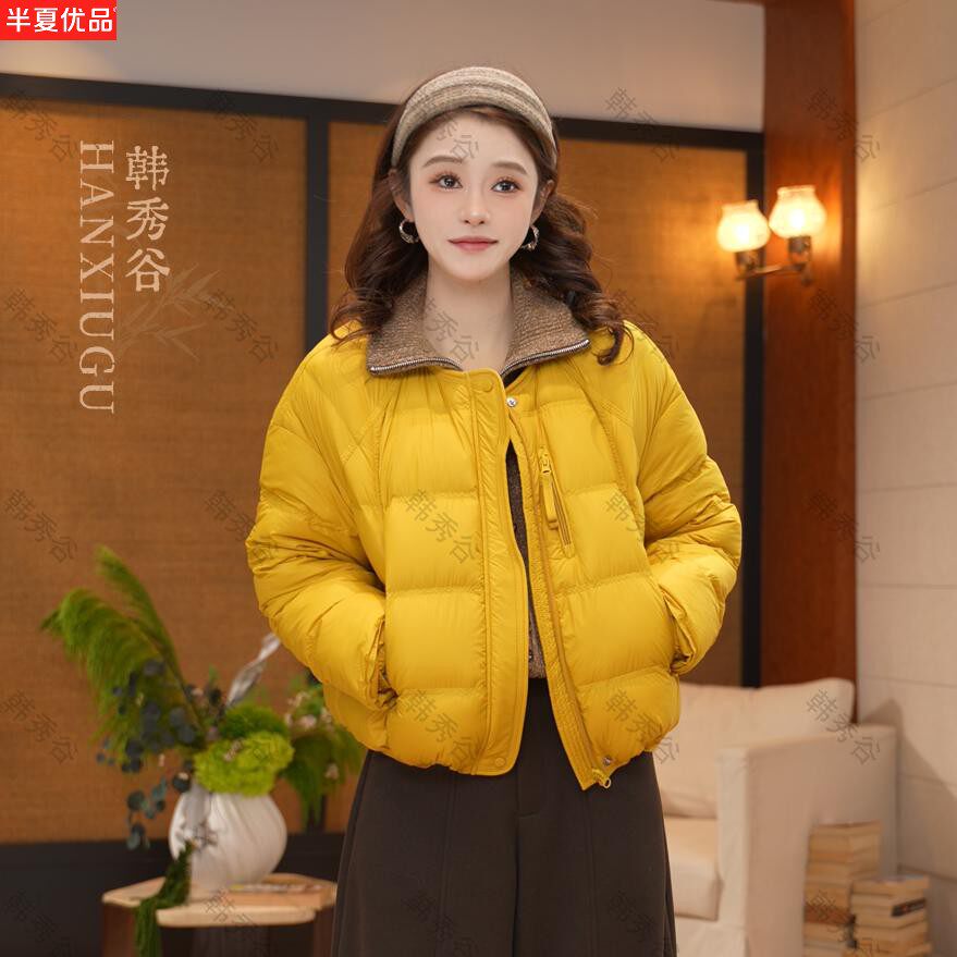 秋冬女短款翻领加厚保暖羽绒服