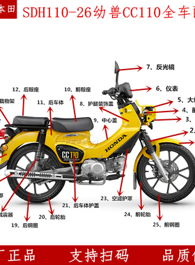 新大洲本田SDH110-26幼兽CC110大灯转向灯泥板全车壳护罩轮胎钢圈