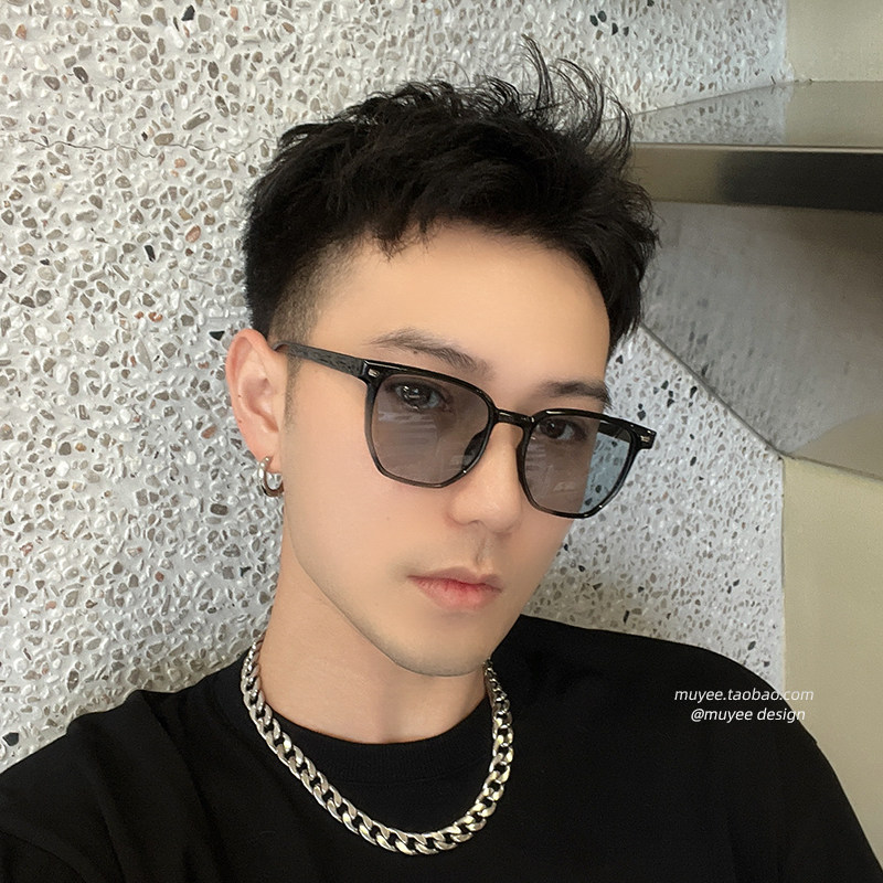 复古蓝色墨镜男款防晒大脸显瘦太阳镜女2026新款防紫外线开车痞帅