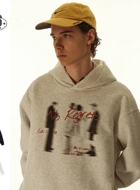 OUSWE街头潮流美式连帽卫衣男士潮牌宽松青春校园风帽衫RH51