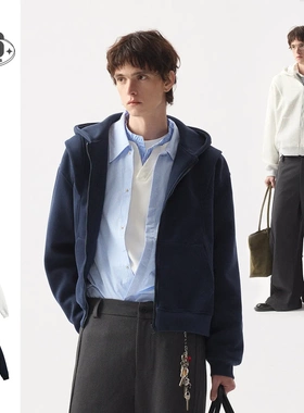 ANSWER ME日系复古连帽卫衣男女春秋季美式潮牌短款外套开衫W470