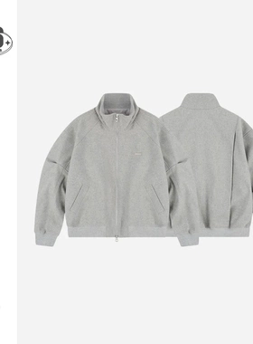 Neverules高级感宽松立领上衣外套男女羊毛混纺宽短廓形夹克Q1078