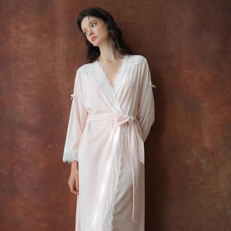 睡袍性感甜美加绒厚款保暖法式