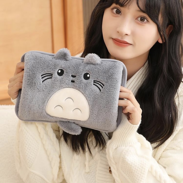 卡通龙猫充电热水袋防爆暖手宝暖水袋电热宝学生毛绒暖宝宝敷肚子