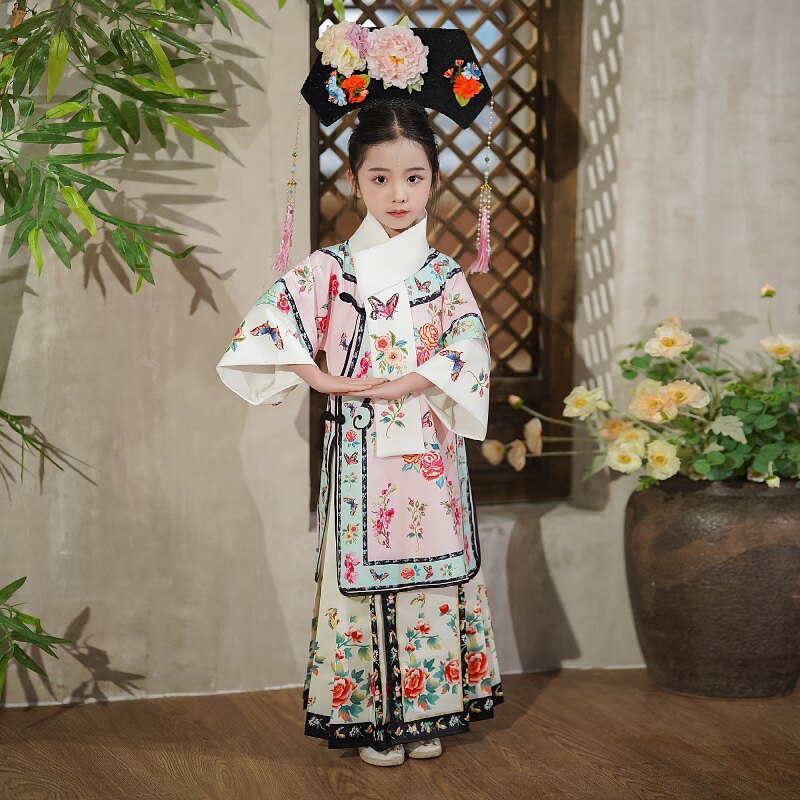 清朝格格服汉服清代儿童古装女童唐装