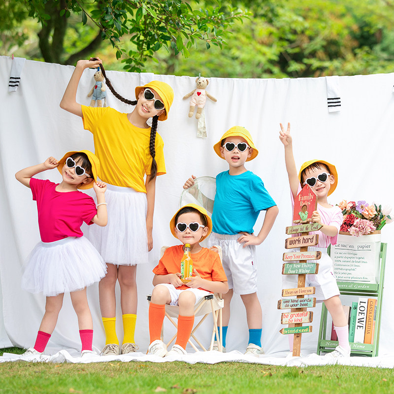 儿童成人彩色T恤白纱裙舞蹈服