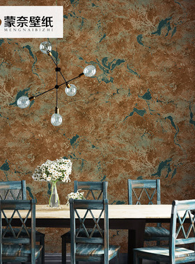 复古仿大理石纹硅藻泥棕色灰色壁纸客厅卧室背景工业风墙纸高级感