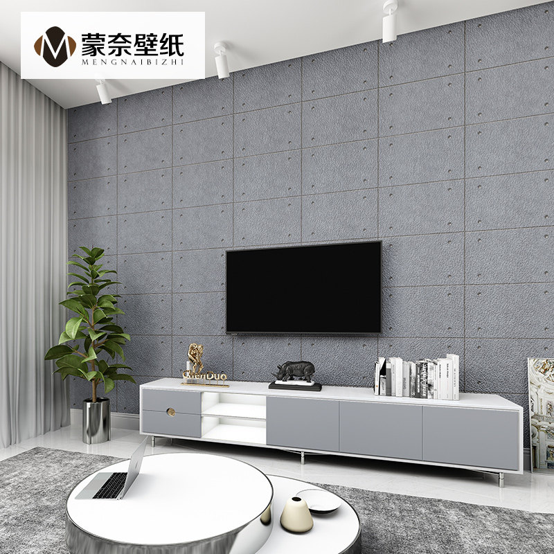 鹿皮绒清水混凝土板美岩板水泥灰色墙纸非自粘客厅卧室背景墙壁纸