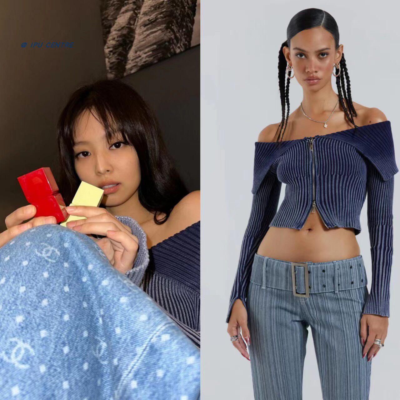 纯棉时尚拉链清凉露脐jennie同款