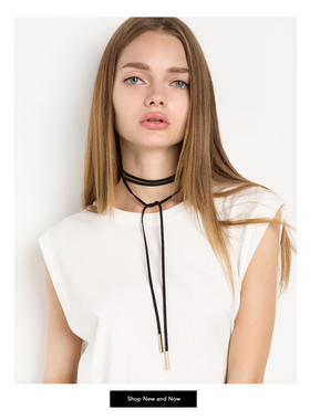 PIXIE MARKET黑色原宿风CHOKER绑带皮绳金属头项链