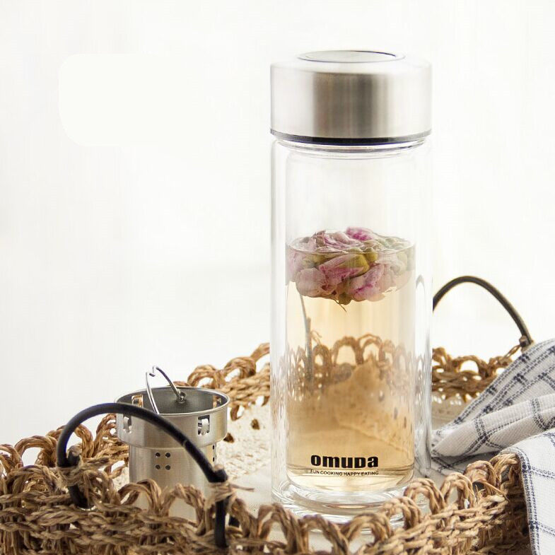 欧美达玻璃杯加深茶网男士女士双层商务水杯泡茶杯子商场同款