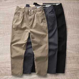 日系休闲工装风长裤子男余文乐同款直筒宽松潮牌设计棉质感阔腿潮