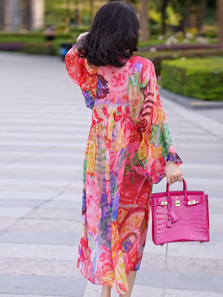 HIGH-END EXQUISITE DRESSES WOMENS CLOTHES 2023 NEW SUMMER DRESSES MOTHERS SILK BRANDS TEA BREAKS VACATION STYLE SWING SKIRTS