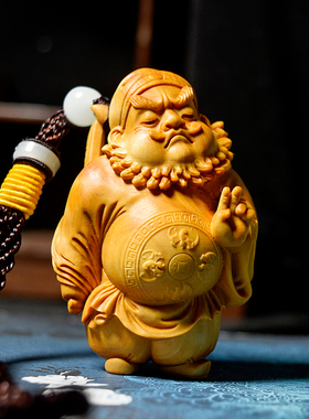 【原创】小叶黄杨木雕送福钟馗人物降妖除魔一念之间手把件手工艺