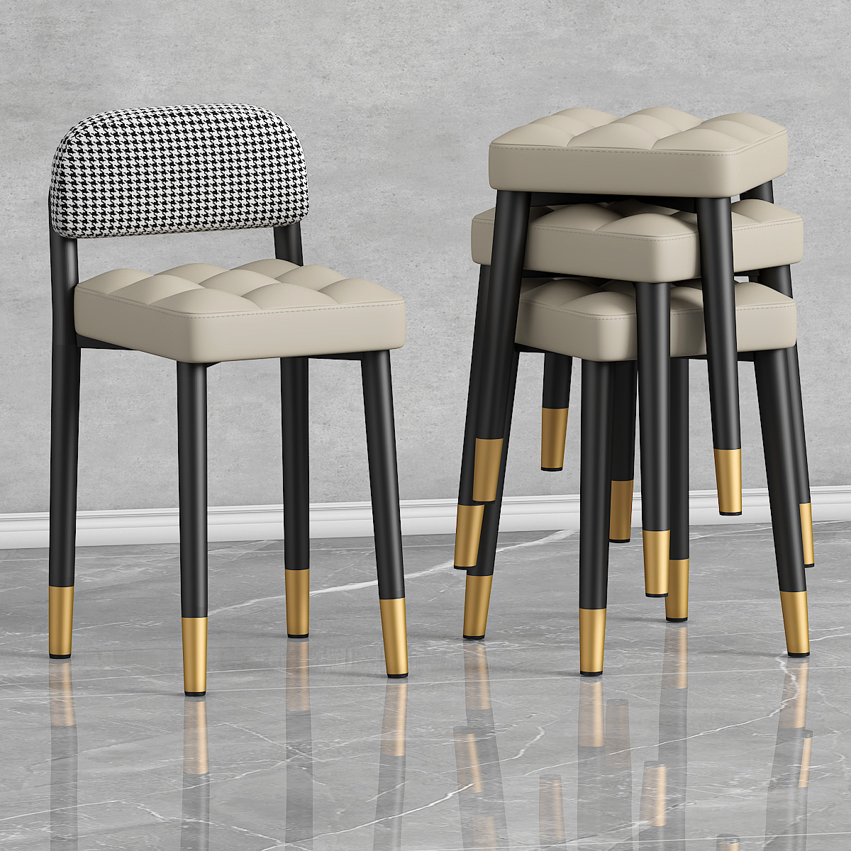 餐椅家用餐桌轻奢靠背高凳子网红小户型久坐舒服铁艺出租城环