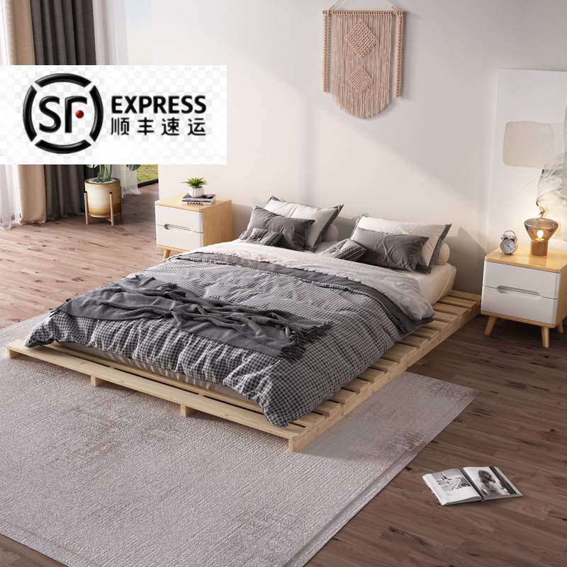 矮床架日式榻榻米硬板排骨架简约无床头全实木ins民宿落地台