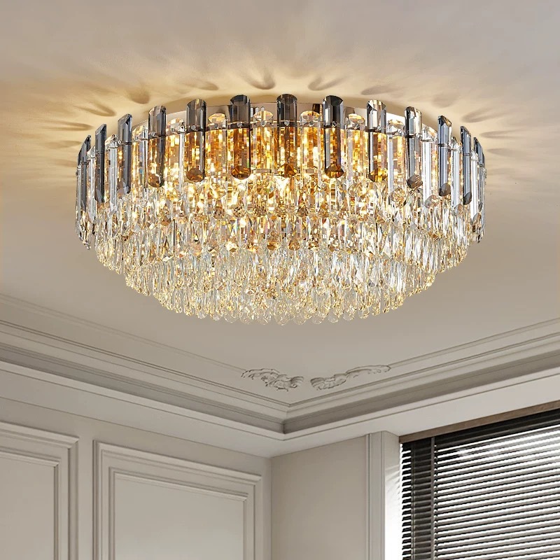 水晶吸顶灯欧式大气圆形现代简约餐厅卧室灯新款轻奢客厅灯